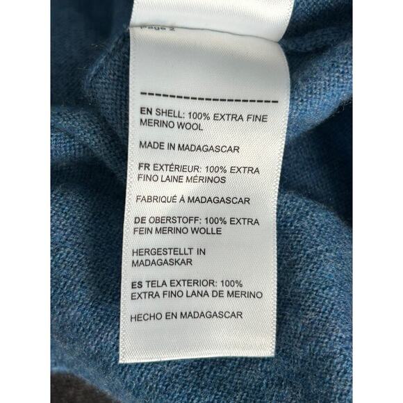 Untuckit Sweater Men's L Blue 1/4 Zip Belguardo w Suede Extrafine Merino Wool - Picture 8 of 12